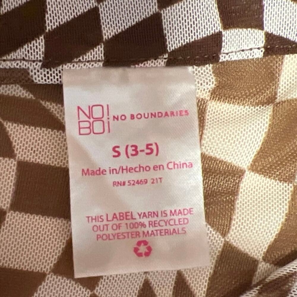 NEW No Boundaries Brown White Gingham Check Illusion Button Down Shirt Top S - Picture 4 of 6